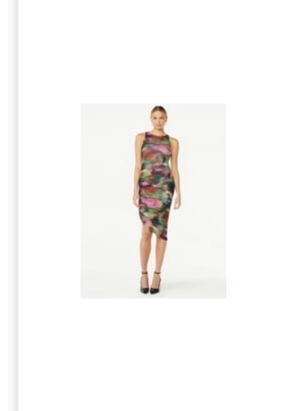 Sleeveless Multicolor Floral Print Midi Dress